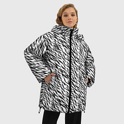 Куртка зимняя женская Чёрно-белый имитация шкуры, цвет: 3D-черный — фото 2