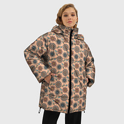 Куртка зимняя женская Цветочный узор в стиле бохо, цвет: 3D-черный — фото 2