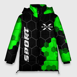 Куртка зимняя женская Exeed green sport hexagon, цвет: 3D-черный