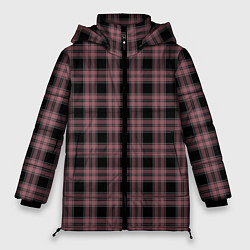 Куртка зимняя женская Чёрно-розовый клетчатый, цвет: 3D-черный
