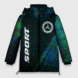 Куртка зимняя женская Mercedes sport glitch blue, цвет: 3D-черный