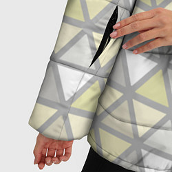 Куртка зимняя женская Паттерн геометрия светлый жёлто-серый, цвет: 3D-черный — фото 2