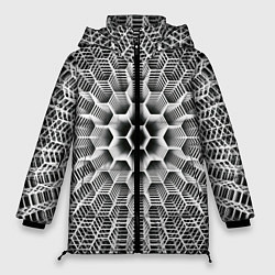 Куртка зимняя женская Бесконечный гексагональный каркас, цвет: 3D-черный