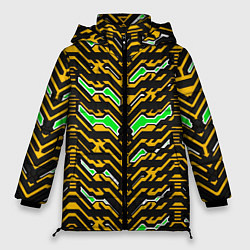 Куртка зимняя женская Агрессивный чёрно-жёлтый паттерн, цвет: 3D-светло-серый
