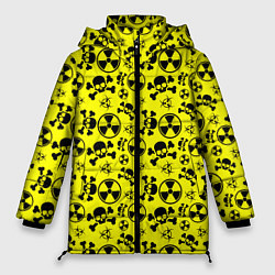 Женская зимняя куртка Опасные знаки со скелетами паттерн
