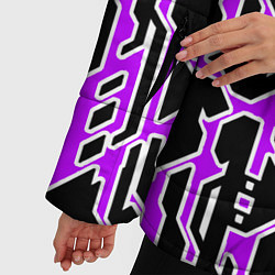 Куртка зимняя женская Техно фиолетовые линии с белой обводкой на чёрном, цвет: 3D-черный — фото 2