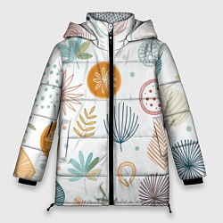 Куртка зимняя женская Листья и узоры, цвет: 3D-светло-серый