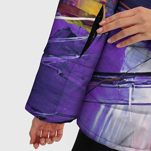 Женская зимняя куртка Хаотичные мазки краски / 3D-Черный – фото 5