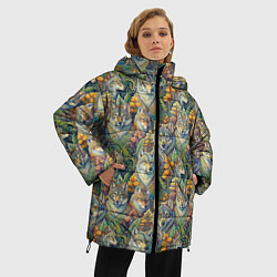 Куртка зимняя женская Волки паттерн, цвет: 3D-черный — фото 2