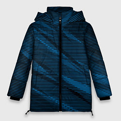 Куртка зимняя женская Полосатый чёрно-синий, цвет: 3D-черный