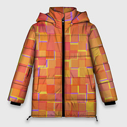 Куртка зимняя женская Россыпь оранжевых квадратов, цвет: 3D-красный