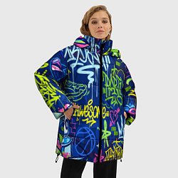 Куртка зимняя женская Урбанизм и граффити, цвет: 3D-черный — фото 2