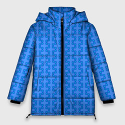 Куртка зимняя женская Голубой паттерн цепочки, цвет: 3D-черный