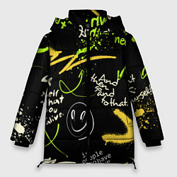 Куртка зимняя женская Неоновый смайл, цвет: 3D-черный