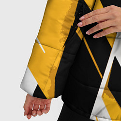 Куртка зимняя женская Black and yellow stripes on a white background, цвет: 3D-светло-серый — фото 2