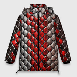 Куртка зимняя женская Змеиная объемная текстурная красная шкура, цвет: 3D-красный