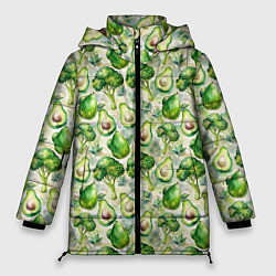 Куртка зимняя женская Авокадо и брокколи, цвет: 3D-черный