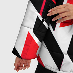 Куртка зимняя женская Red and white lines on a black background, цвет: 3D-черный — фото 2