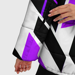 Куртка зимняя женская Purple and black stripes on a white background, цвет: 3D-черный — фото 2