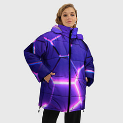 Куртка зимняя женская Фиолетовые плиты с розовым свечением, цвет: 3D-светло-серый — фото 2