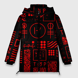 Куртка зимняя женская Twenty one pilots pattern rock, цвет: 3D-красный