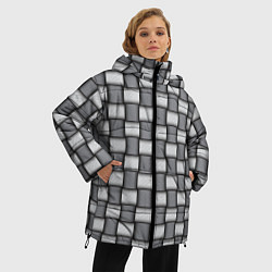 Куртка зимняя женская Переплетенные серые ленты, цвет: 3D-черный — фото 2