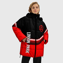 Куртка зимняя женская Linkin park geometry line steel, цвет: 3D-красный — фото 2