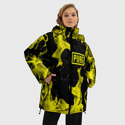 Куртка зимняя женская PUBG жёлтый огонь, цвет: 3D-светло-серый — фото 2