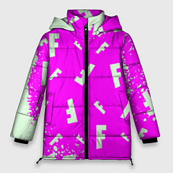 Куртка зимняя женская Fortnite pattern pink, цвет: 3D-светло-серый