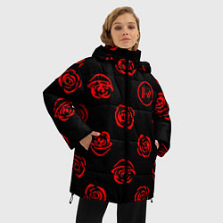 Куртка зимняя женская Twenty one pilots rose pattern, цвет: 3D-светло-серый — фото 2