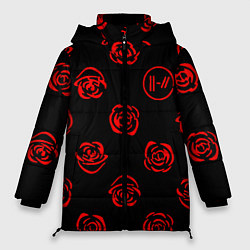 Куртка зимняя женская Twenty one pilots rose pattern, цвет: 3D-красный