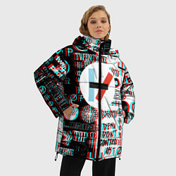 Куртка зимняя женская Twenty one pilots glitch pattern, цвет: 3D-светло-серый — фото 2