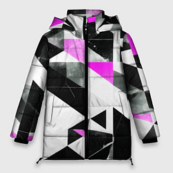 Куртка зимняя женская Black and pink abstraction on a white background, цвет: 3D-черный