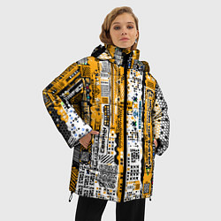 Куртка зимняя женская Cyberpunk pattern yellow, цвет: 3D-светло-серый — фото 2