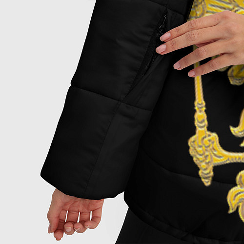 Женская зимняя куртка Герб России: золото / 3D-Черный – фото 5