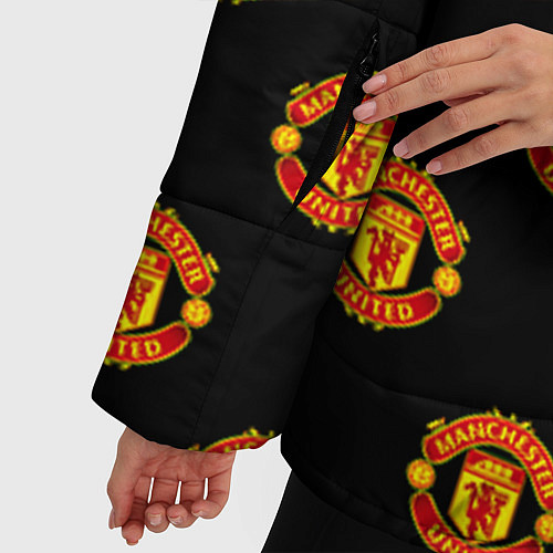 Женская зимняя куртка Manchester United Pattern / 3D-Светло-серый – фото 5