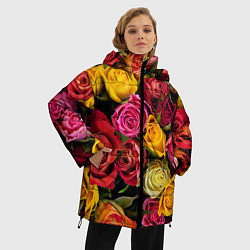 Куртка зимняя женская Ассорти из роз, цвет: 3D-черный — фото 2