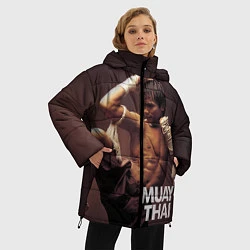 Куртка зимняя женская Муай тай боец, цвет: 3D-светло-серый — фото 2