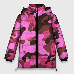 Куртка зимняя женская Камуфляж: розовый/коричневый, цвет: 3D-черный
