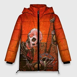 Куртка зимняя женская Скелет с гитарой, цвет: 3D-черный