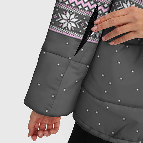 Женская зимняя куртка Узор с оленями / 3D-Светло-серый – фото 5
