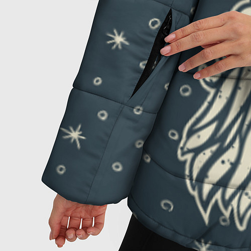 Женская зимняя куртка Санта хипстер / 3D-Черный – фото 5