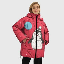 Куртка зимняя женская Влюбленная пингвинка, цвет: 3D-черный — фото 2
