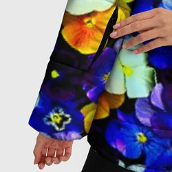 Куртка зимняя женская Синие цветы, цвет: 3D-черный — фото 2