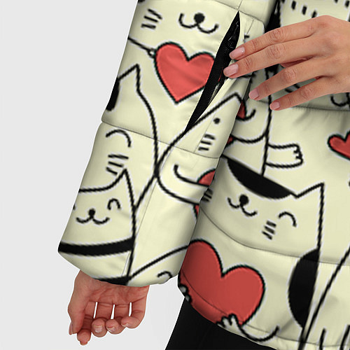 Женская зимняя куртка Любящие котики / 3D-Черный – фото 5