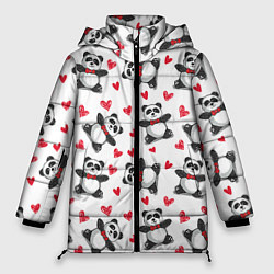 Куртка зимняя женская Любимые панды, цвет: 3D-красный