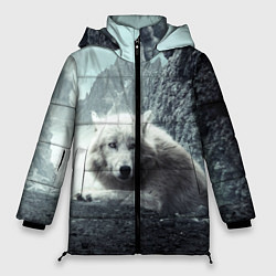 Куртка зимняя женская Волк в горах, цвет: 3D-светло-серый