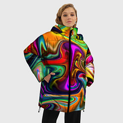Куртка зимняя женская Неоновые разводы, цвет: 3D-черный — фото 2