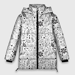 Куртка зимняя женская Цветочки-травушки, цвет: 3D-черный