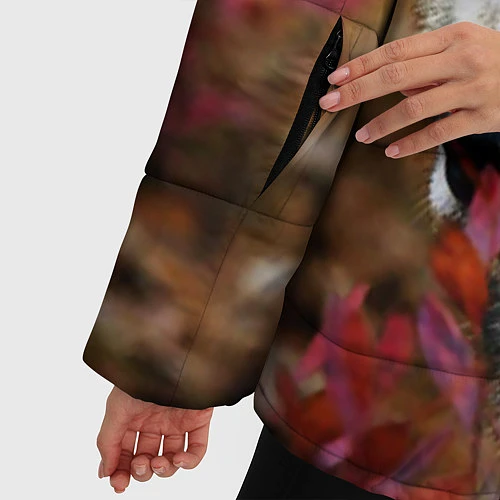 Женская зимняя куртка Волк в кустах / 3D-Светло-серый – фото 5